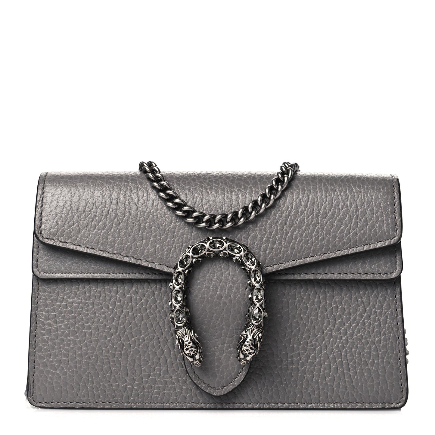 Dollar Calfskin Crystal Super Mini Dionysus Shoulder Bag Dusty Grey Black Diamond