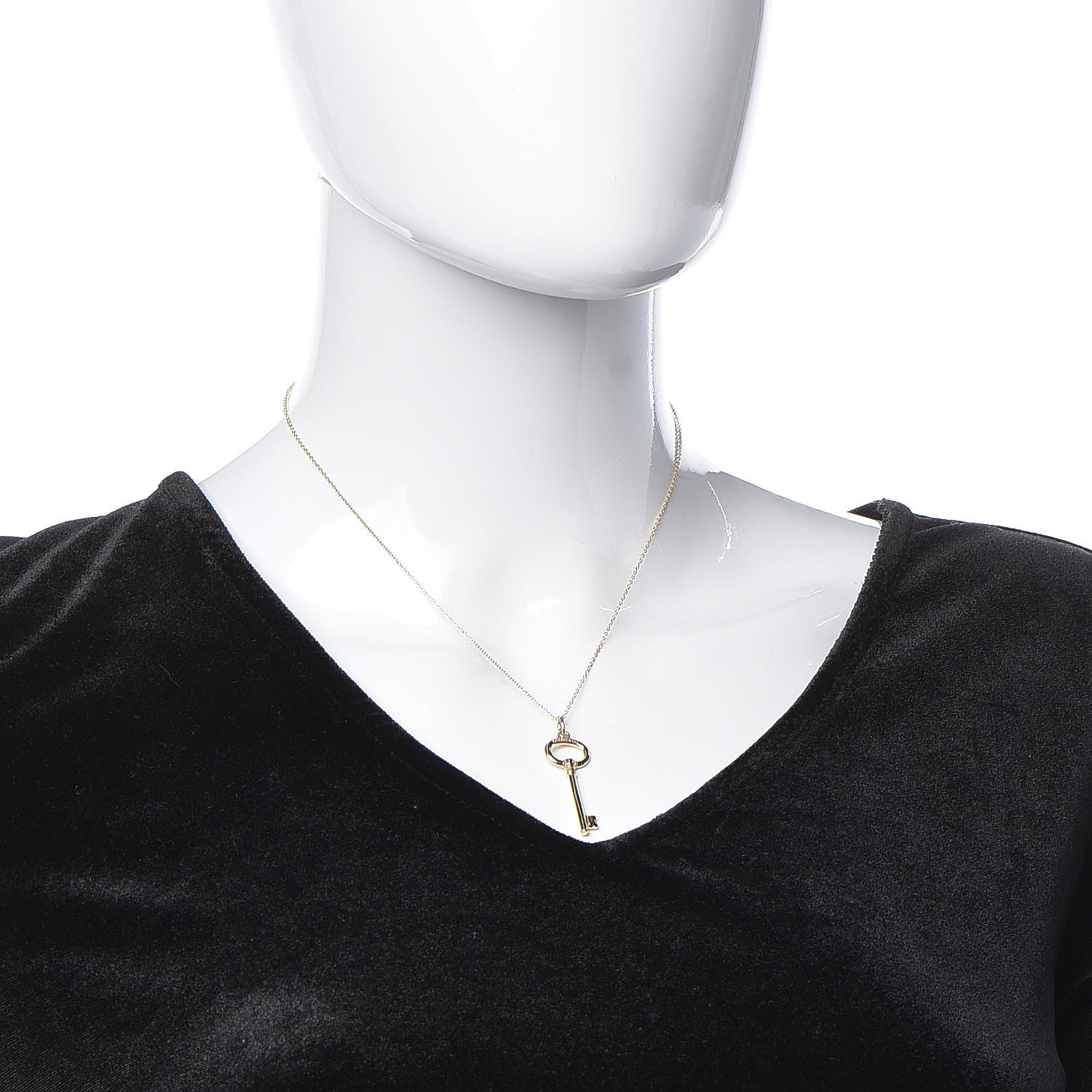 Tiffany 18K Rose Gold Small Oval Key Pendant Necklace 2 of 8