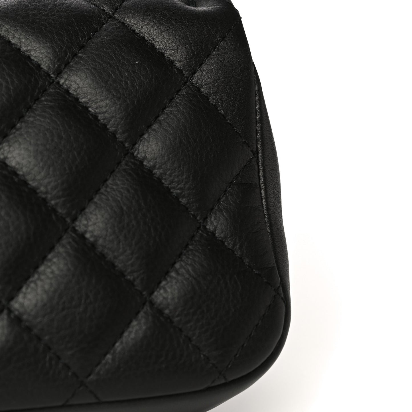 Calfskin Quilted Top Handle Flap Black