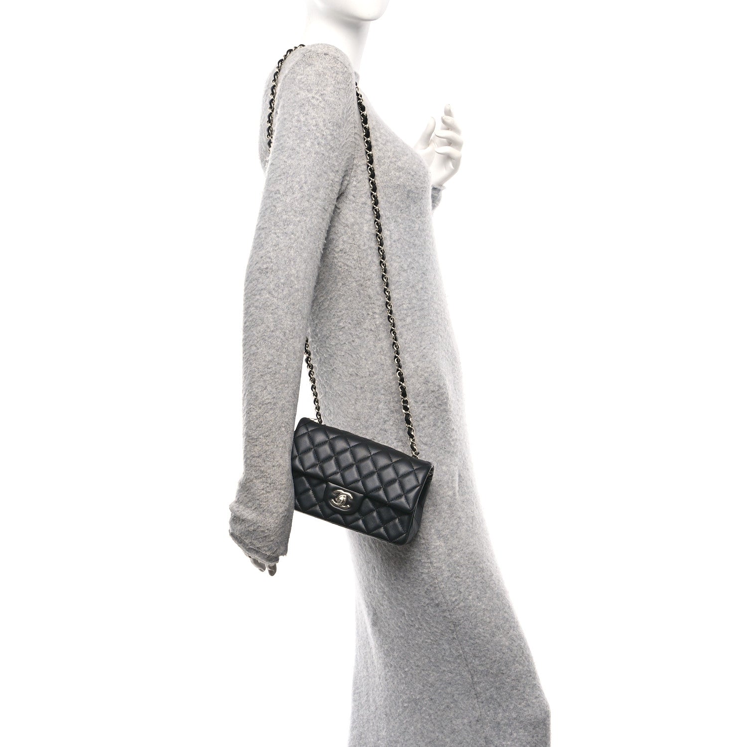 Chanel Lambskin Quilted Mini Rectangular Flap Black 2 of 11
