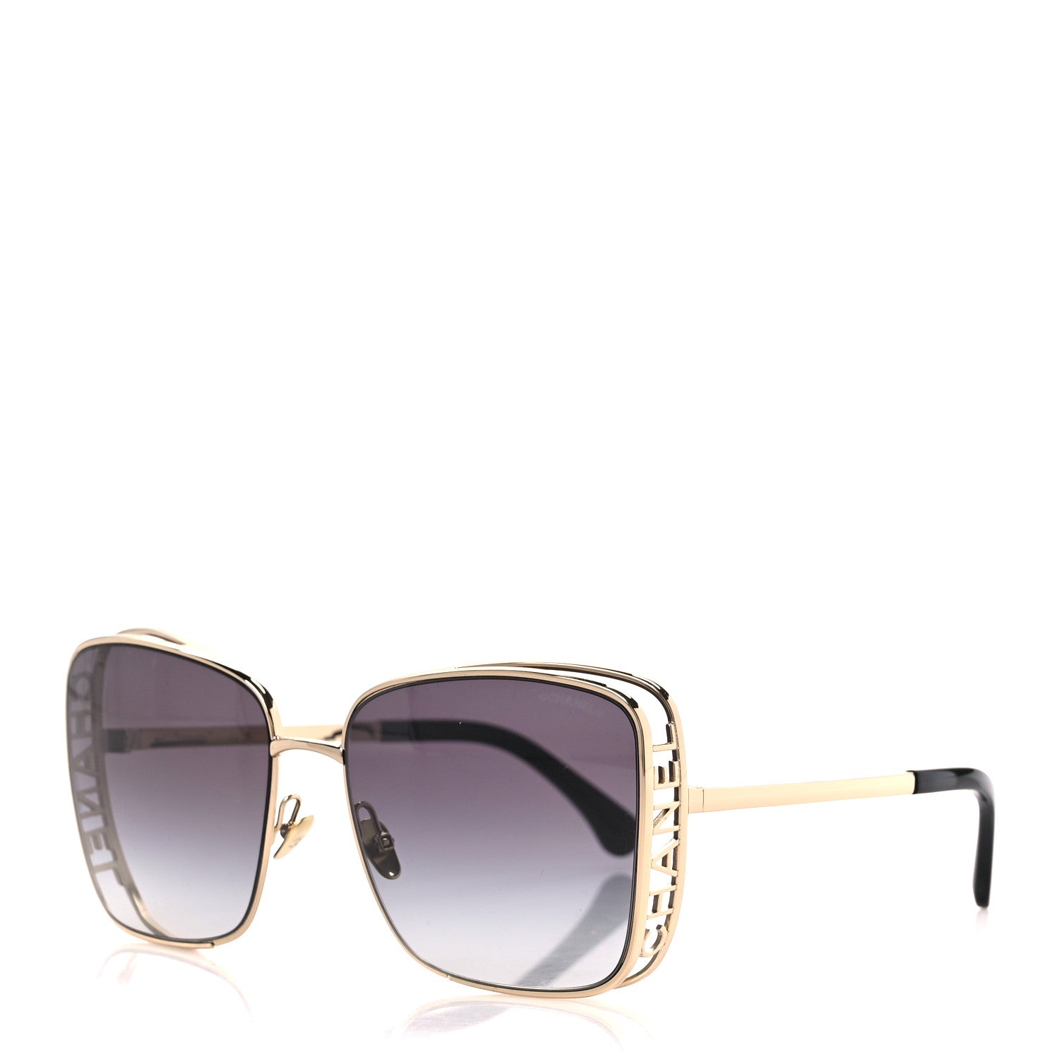 Chanel Metal Logo Square Sunglasses 71541 Gold 1 of 8