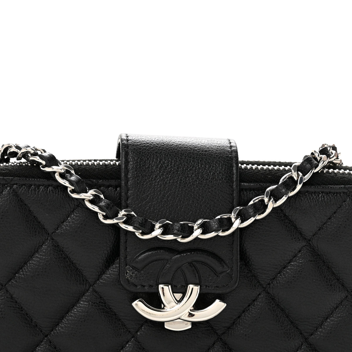 Chanel Grained Calfskin Quilted CC Box Clutch With Chain Black 9 of 12