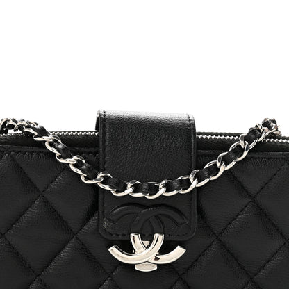 Chanel Grained Calfskin Quilted CC Box Clutch With Chain Black 9 of 12