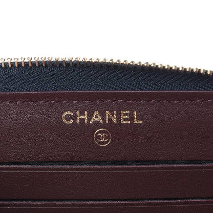 Chanel Felt Quilted Paris-Hamburg Charms Zip Around Wallet Dark Navy 6 of 8