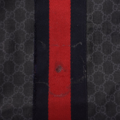 Gucci Soft GG Supreme Monogram Appia Calfskin Web East West Messenger Bag Black Grey 10 of 10