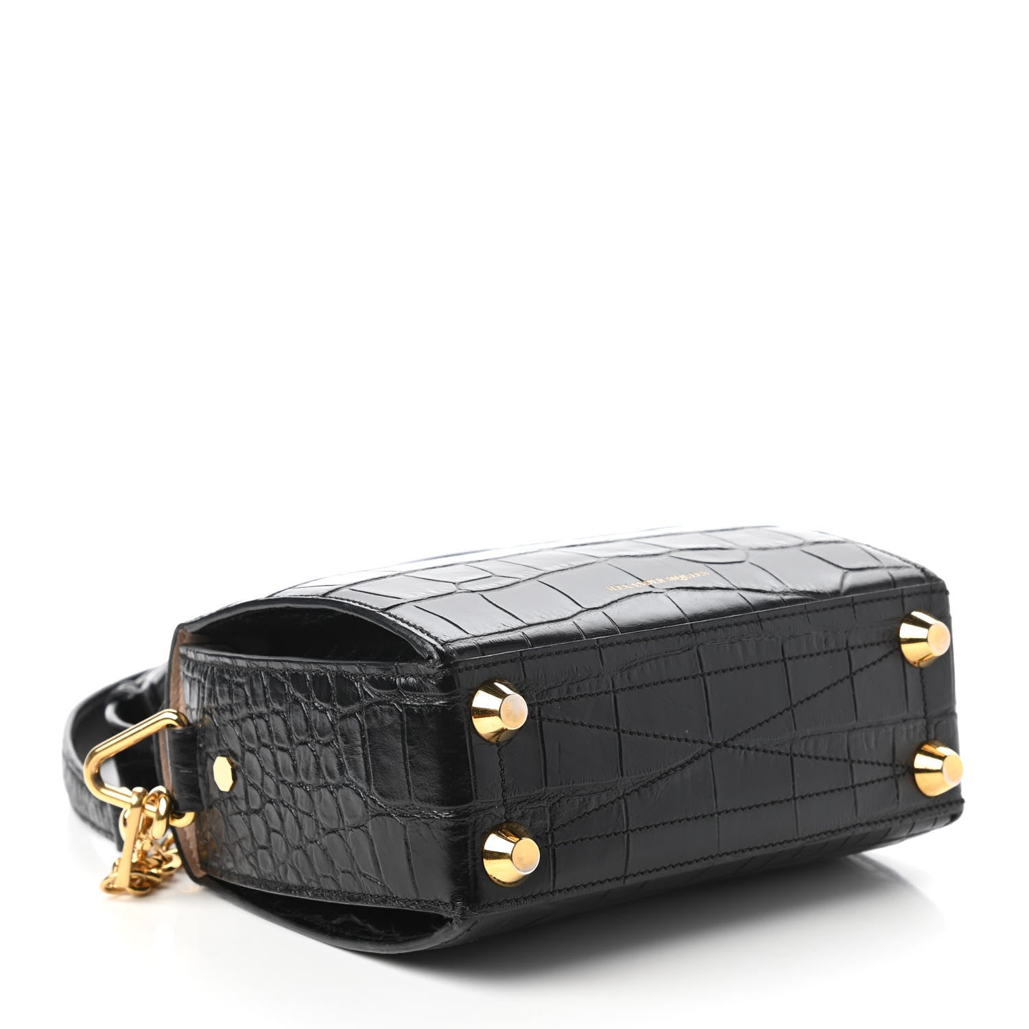 Alexander McQueen Calfskin Crocodile Embossed Box Shoulder Bag 19 Black 4 of 10