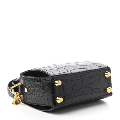 Alexander McQueen Calfskin Crocodile Embossed Box Shoulder Bag 19 Black 4 of 10