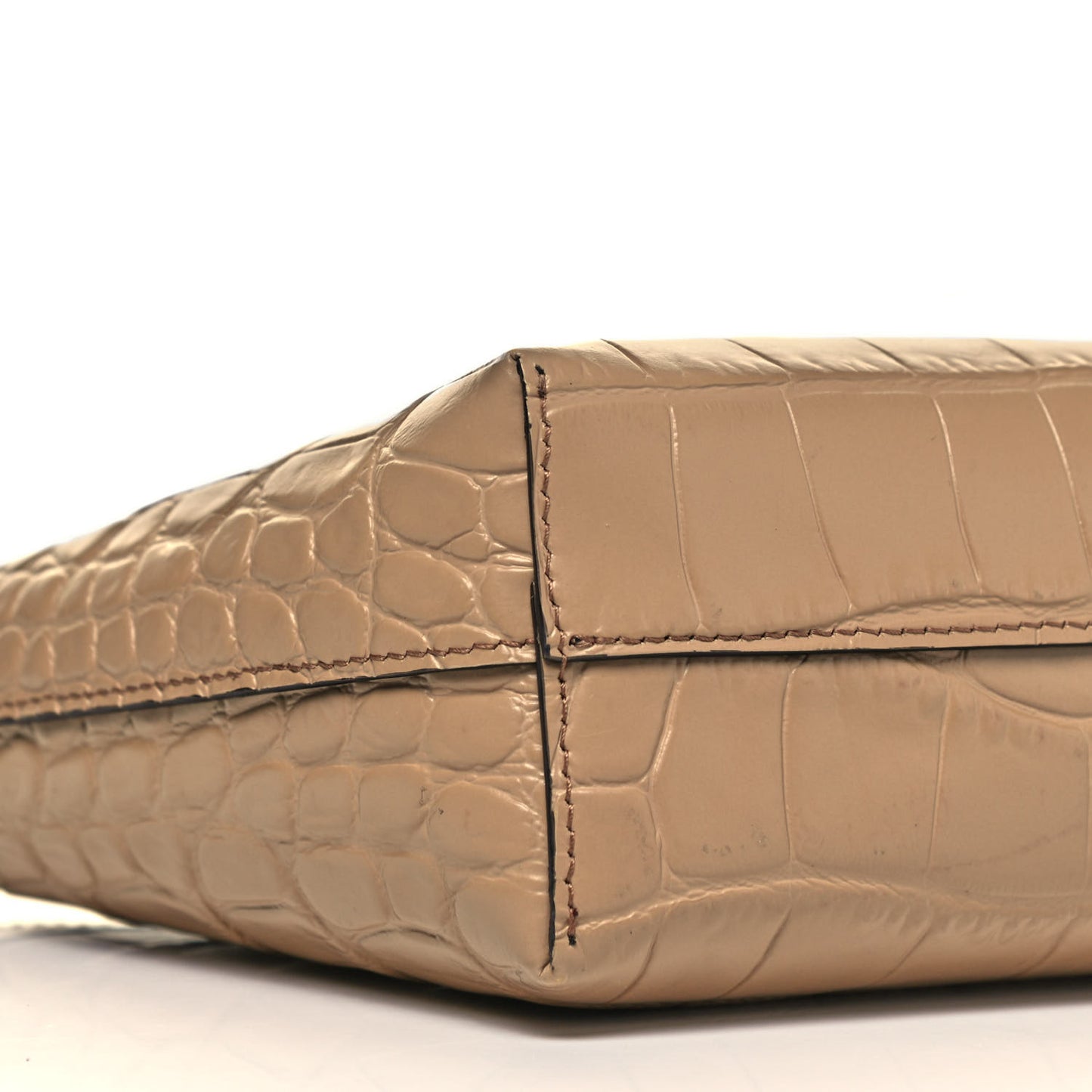 Calfskin Crocodile Embossed Mini Shopper Camel