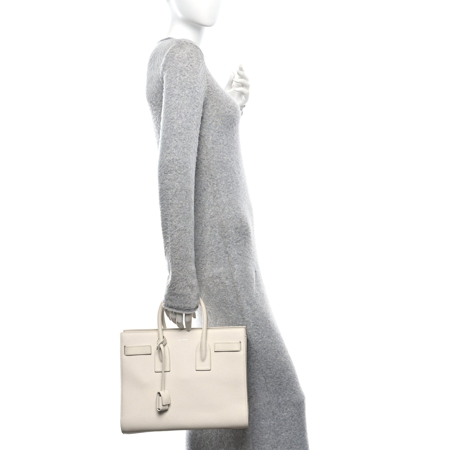 Grained Calfskin Small Sac De Jour Dove White