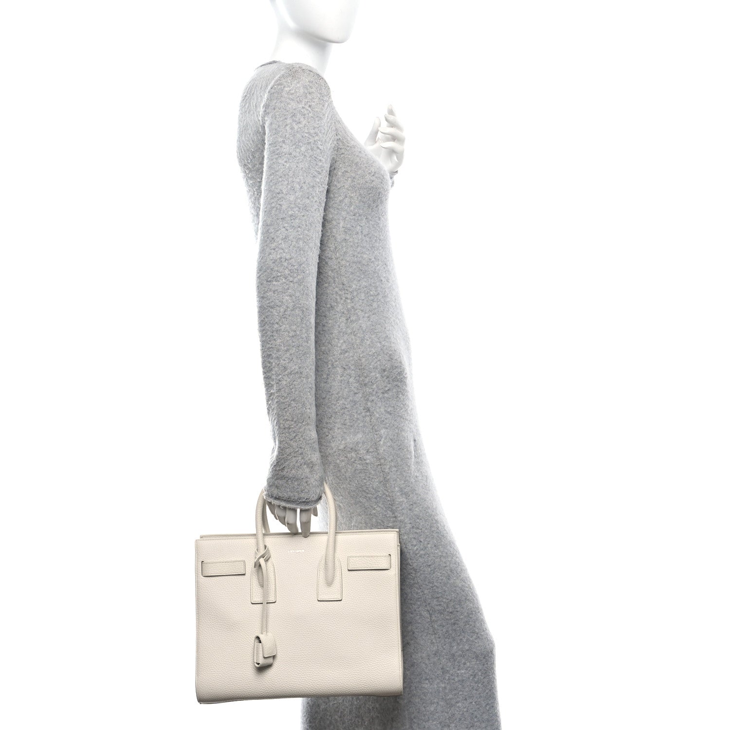 Saint Laurent Grained Calfskin Small Sac De Jour Dove White 2 of 10
