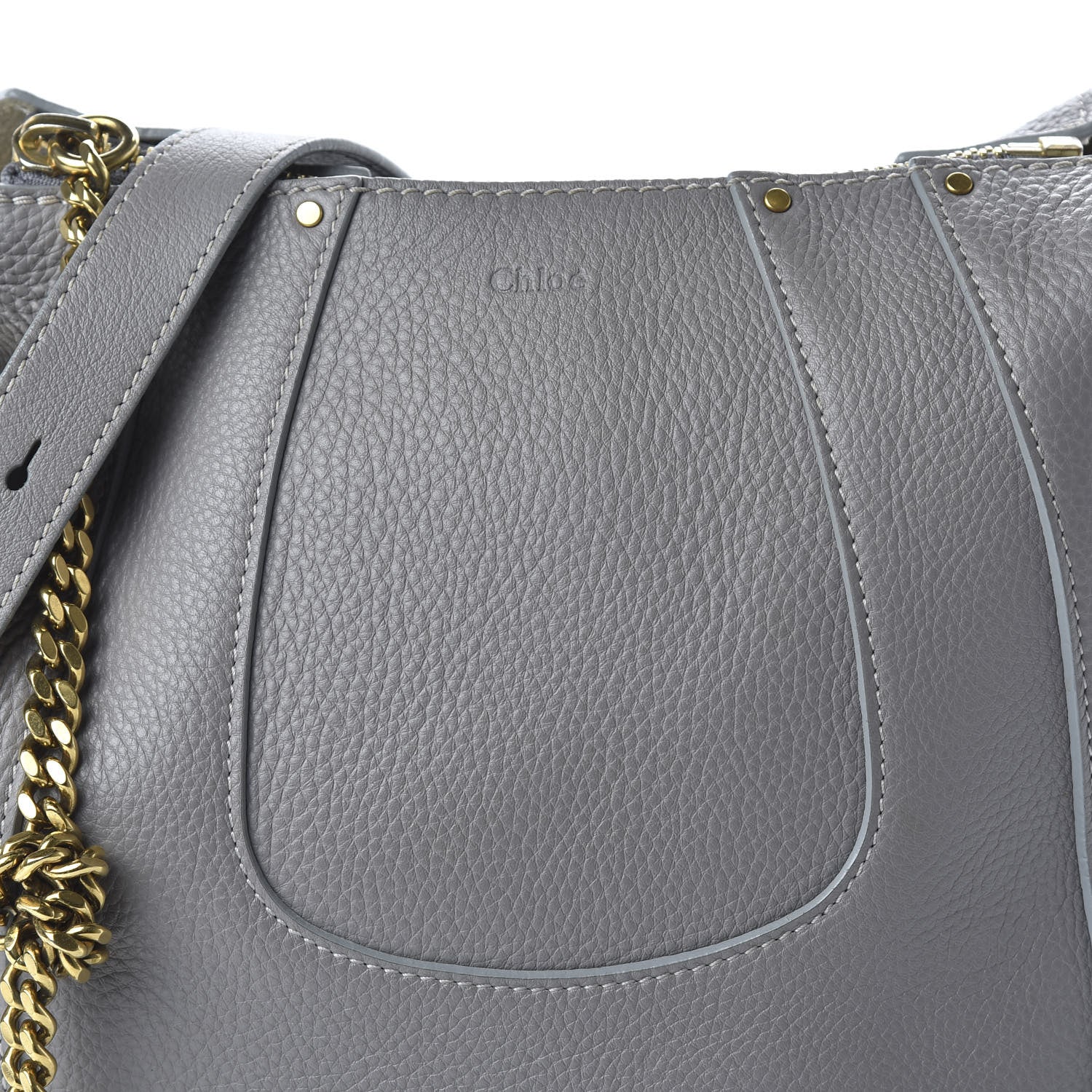 Chloe Grained Calfskin Small Hayley Hobo Cashmere Grey 9 of 9