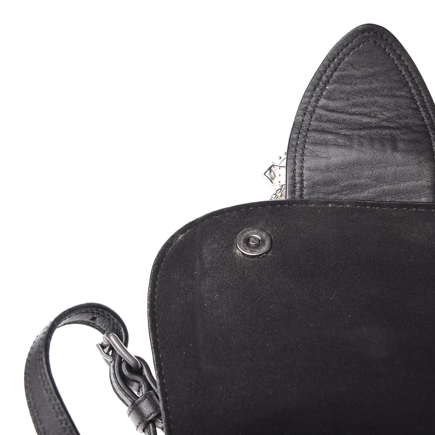 Miu Miu Goatskin Madras Soft Calfskin Crystal Embellished Dahlia Shoulder Bag Black 10 of 16