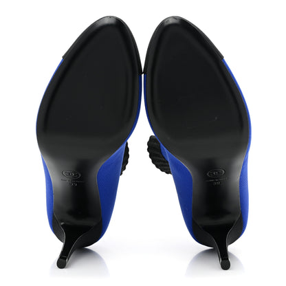 Chanel Jersey Grosgrain CC Cap Toe Short Boots 39 Blue Black 5 of 10