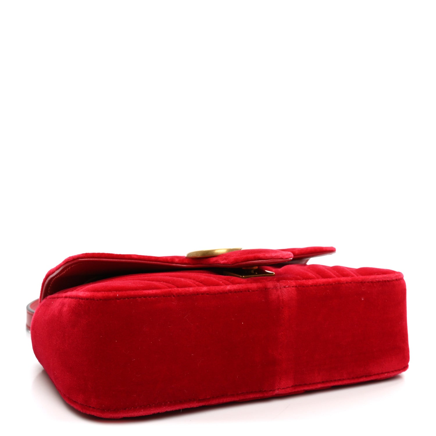 Gucci Velvet Matelasse Mini GG Marmont Shoulder Bag Hibiscus Red 4 of 11