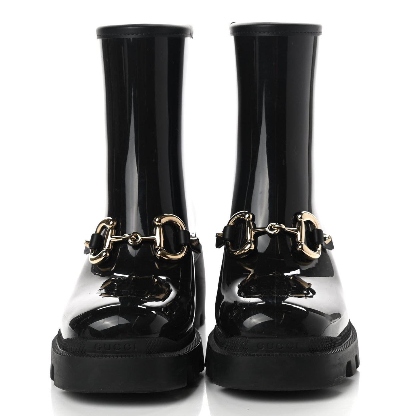Rubber Womens Horsebit Ankle Boots 37 Black