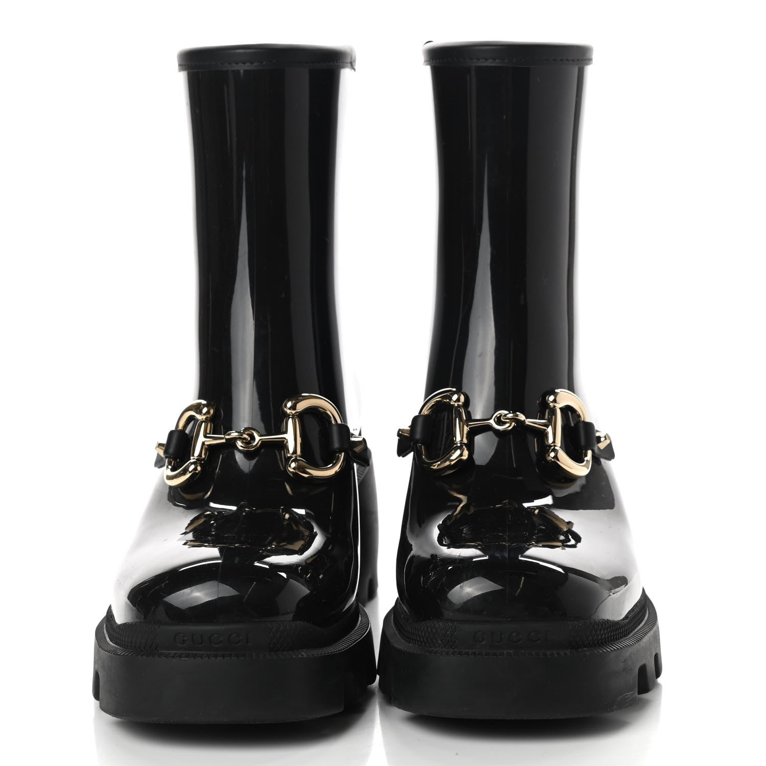 Gucci Rubber Womens Horsebit Ankle Boots 37 Black 2 of 7