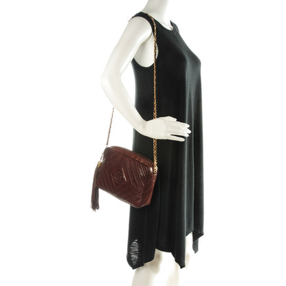 Chanel Lambskin Chevron Tassel Camera Case Brown 2 of 7