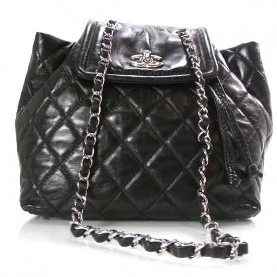 Lambskin Quilted Beijing Backpack Black