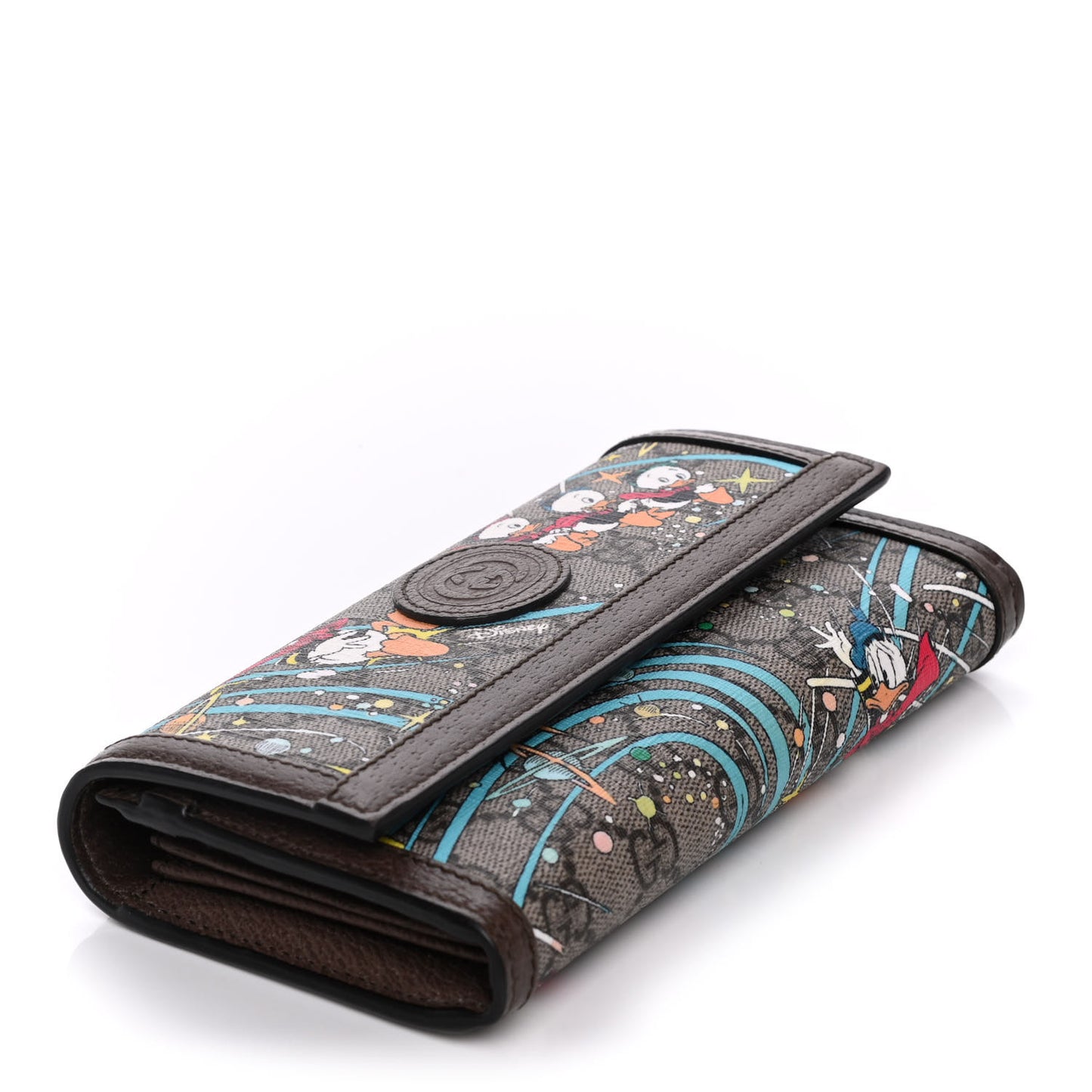 X DISNEY GG Supreme Monogram Donald Duck Interlocking G Continental Wallet Beige Multicolor New Acero