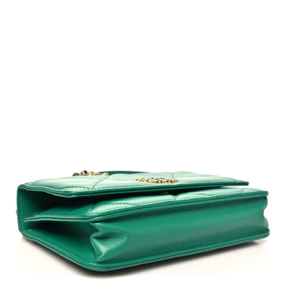 Chanel Lambskin Quilted Chanel 19 Wallet On Chain WOC Green 4 of 12