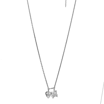 Gucci Sterling Silver Trademark Butterfly Heart Charm Pendant Necklace 1 of 7