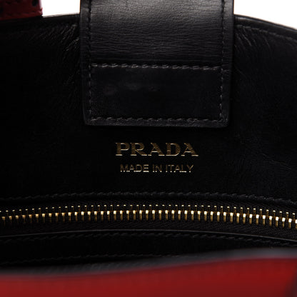 Prada City Calfskin Medium Colorblock Bibliothèque Tote Fuoco Black 6 of 10