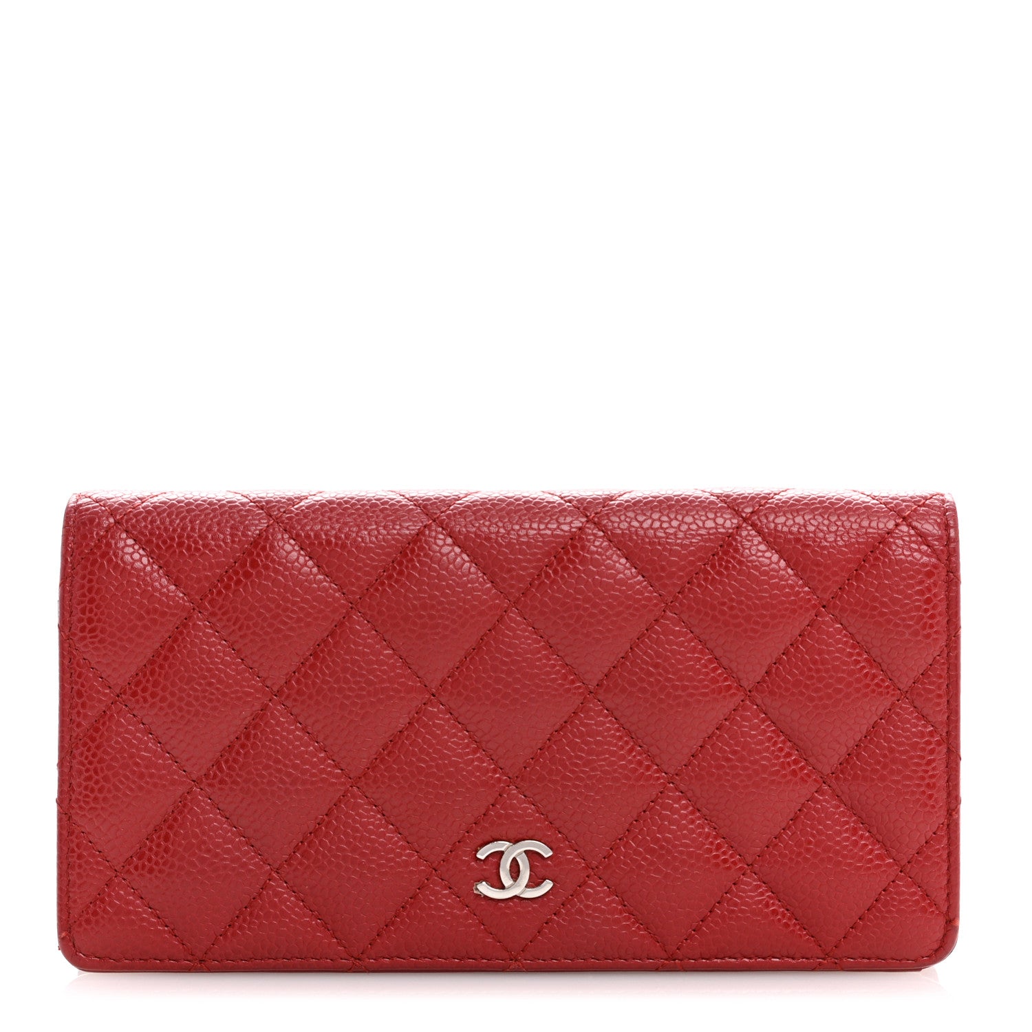 Chanel Caviar Quilted Yen Wallet Red 1 of 12