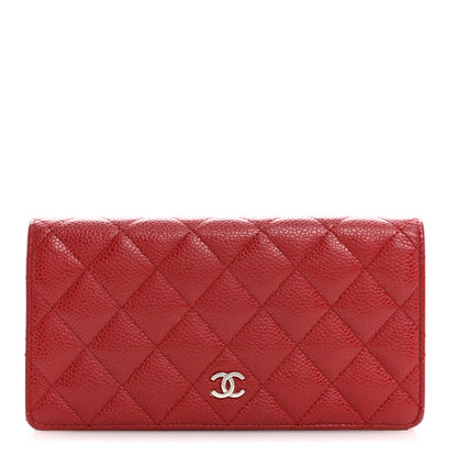 Chanel Caviar Quilted Yen Wallet Red 1 of 12