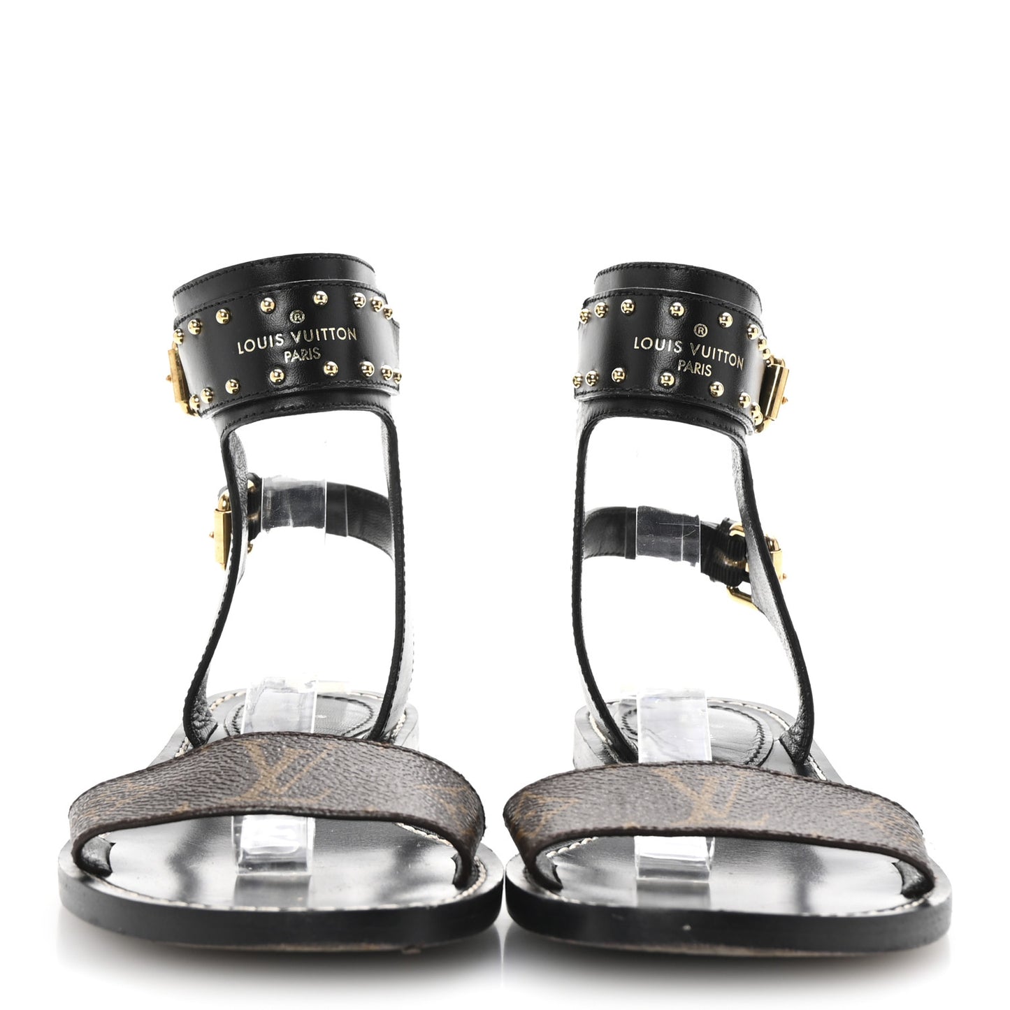 Calfskin Monogram Nomad Flat Sandals 36.5 Black