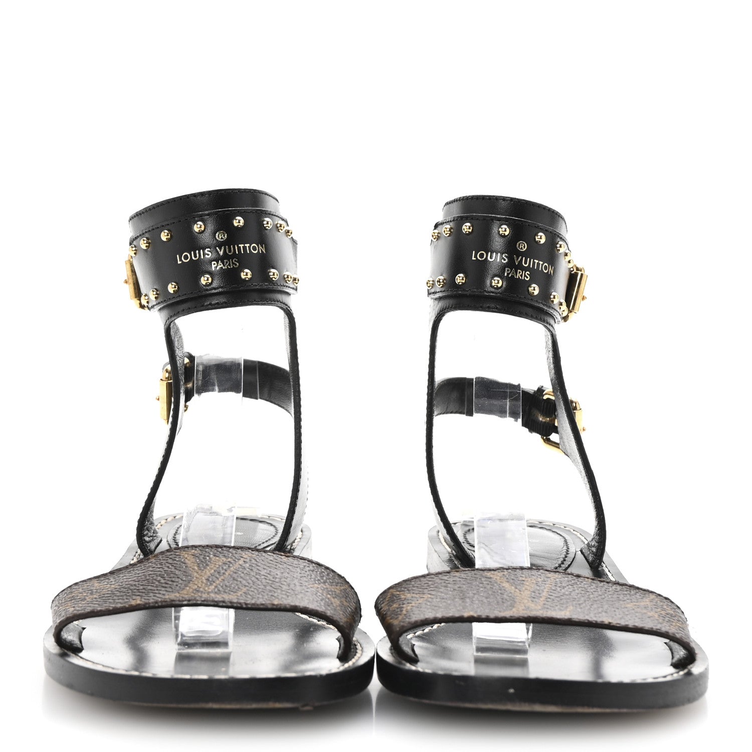 Louis Vuitton Calfskin Monogram Nomad Flat Sandals 36.5 Black 3 of 10