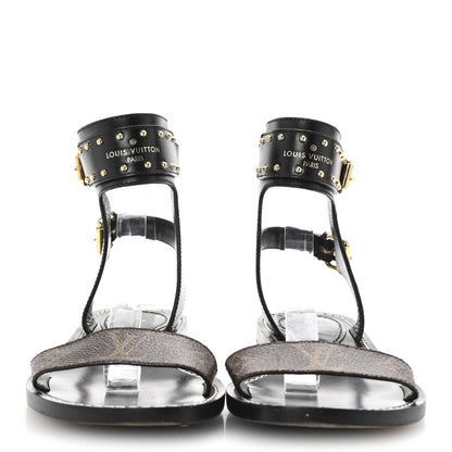 Louis Vuitton Calfskin Monogram Nomad Flat Sandals 36.5 Black 3 of 10