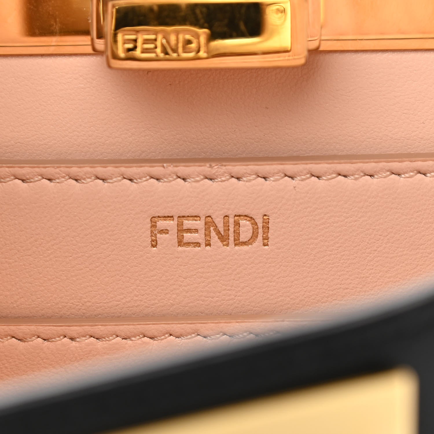 Fendi Vitello Seta Nappa Bi-Color Small Peekaboo I SEE U Satchel Black Light Rose Tortora 6 of 11