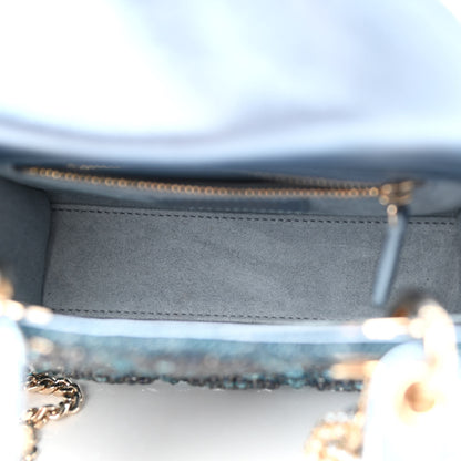 Christian Dior Metallic Calfskin Satin Celestial Bead Embroidery Cannage Mini Lady Dior Blue 5 of 9