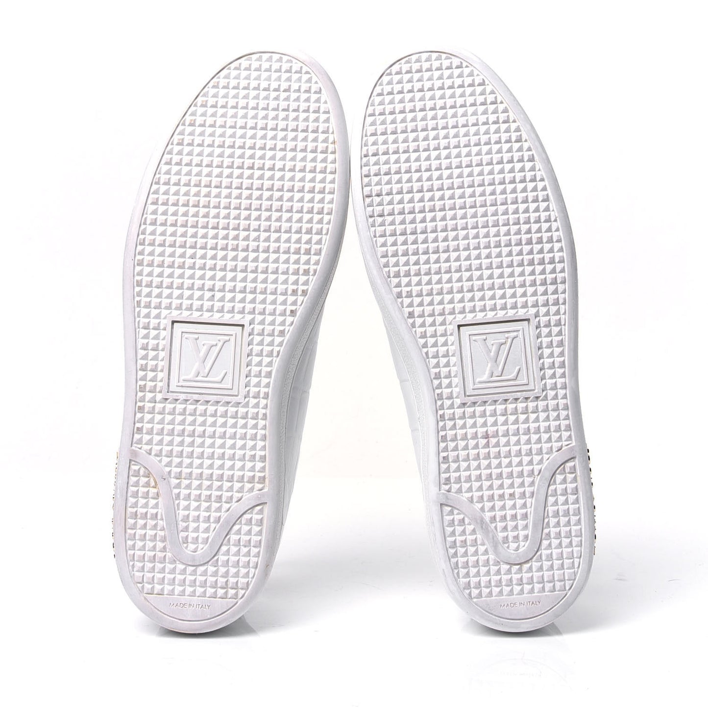 Calfskin Crocodile Embossed Frontrow Sneakers 38 White