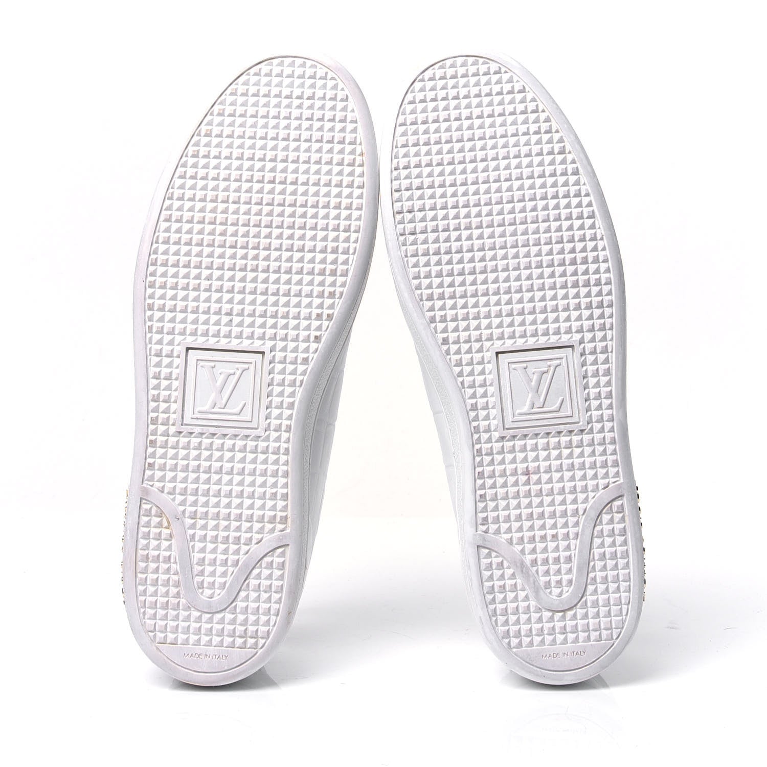 Louis Vuitton Calfskin Crocodile Embossed Frontrow Sneakers 38 White 5 of 6