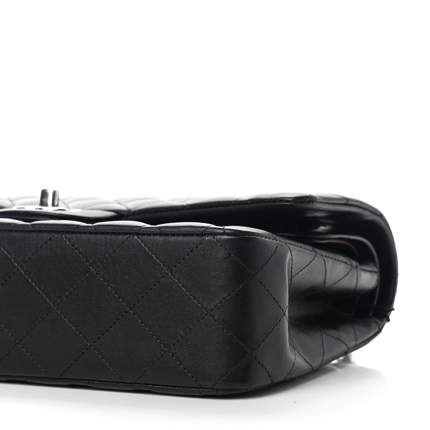 Lambskin Quilted Medium Double Flap Black