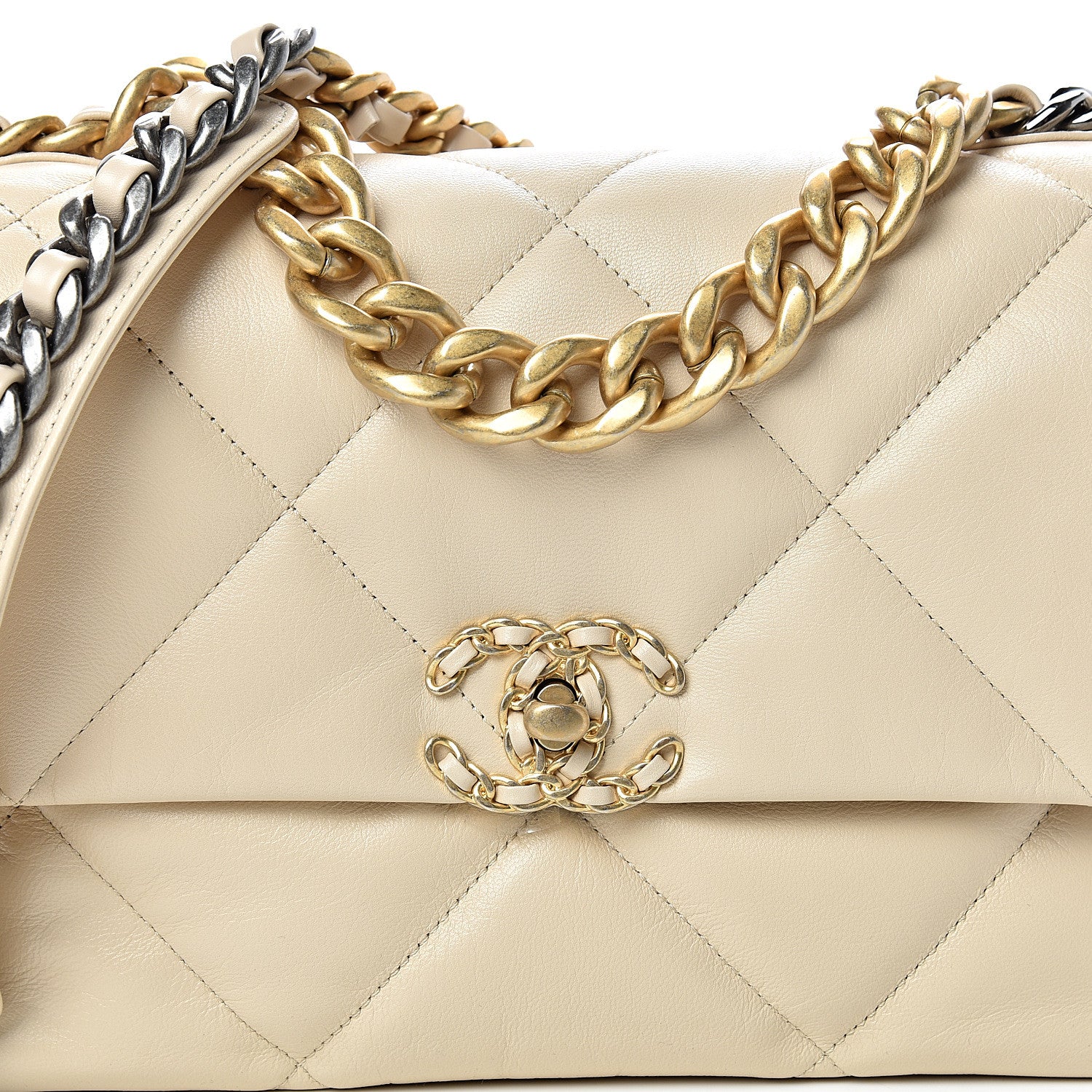 Chanel Goatskin Quilted Large 19 Flap Beige 7 of 10