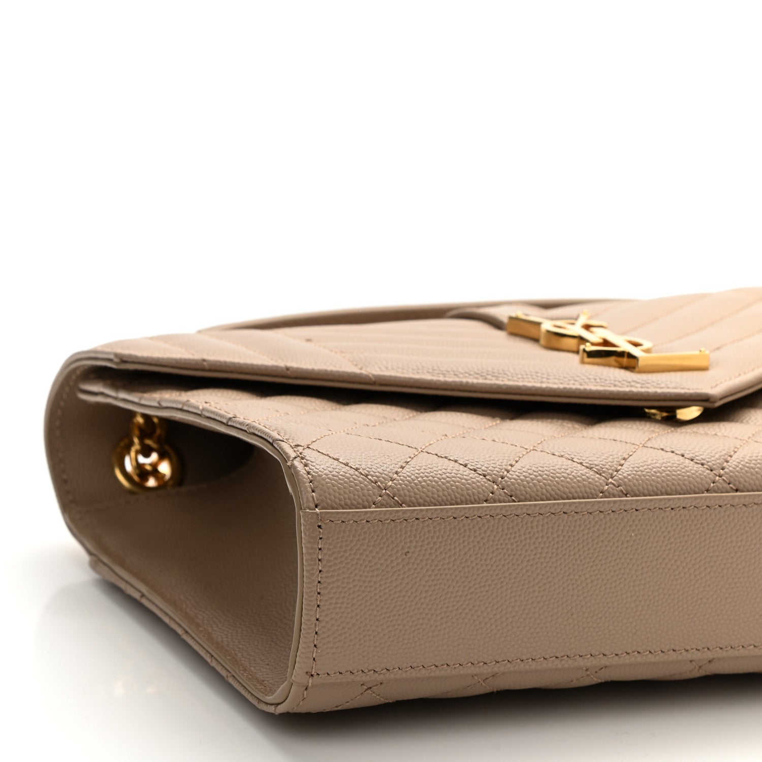 Saint Laurent Grain De Poudre Textured Mixed Matelasse Medium Triquilt Monogram Satchel Dark Beige 6 of 10