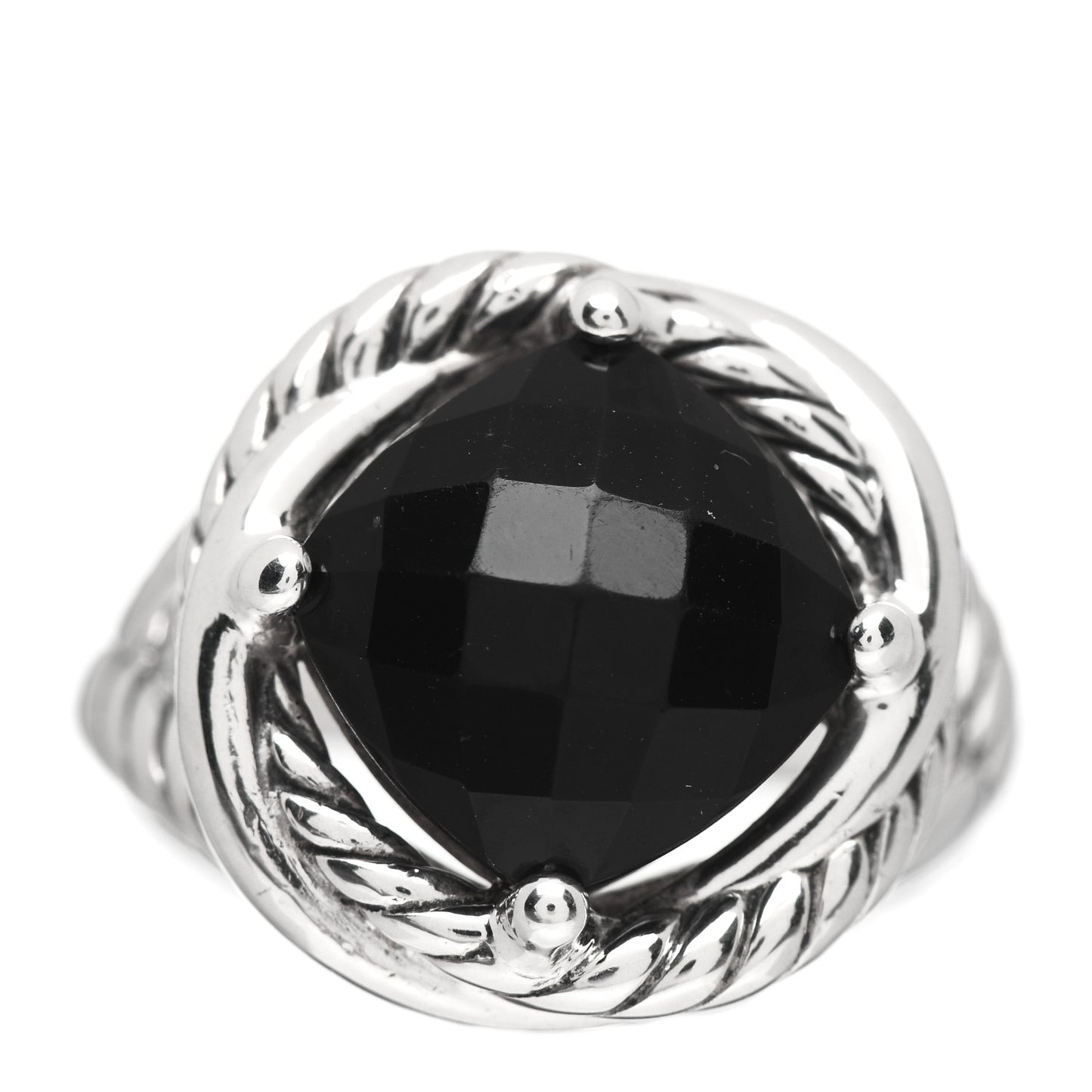 Sterling Silver Black Onyx 11mm Infinity Ring 52 6