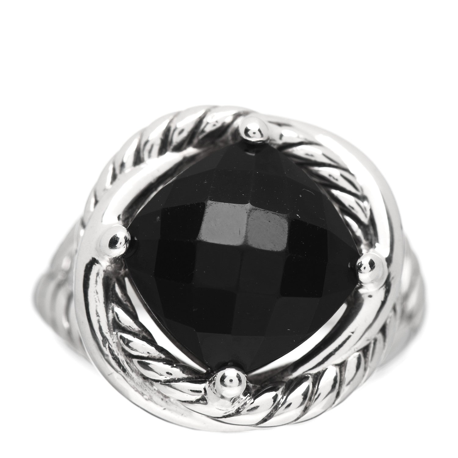 David Yurman Sterling Silver Black Onyx 11mm Infinity Ring 52 6 1 of 5