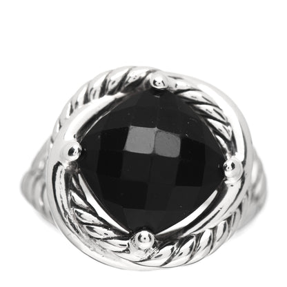 David Yurman Sterling Silver Black Onyx 11mm Infinity Ring 52 6 1 of 5