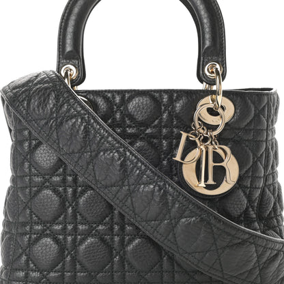 Christian Dior Grained Calfskin Cannage Medium Supple Lady Dior Black 8 of 11