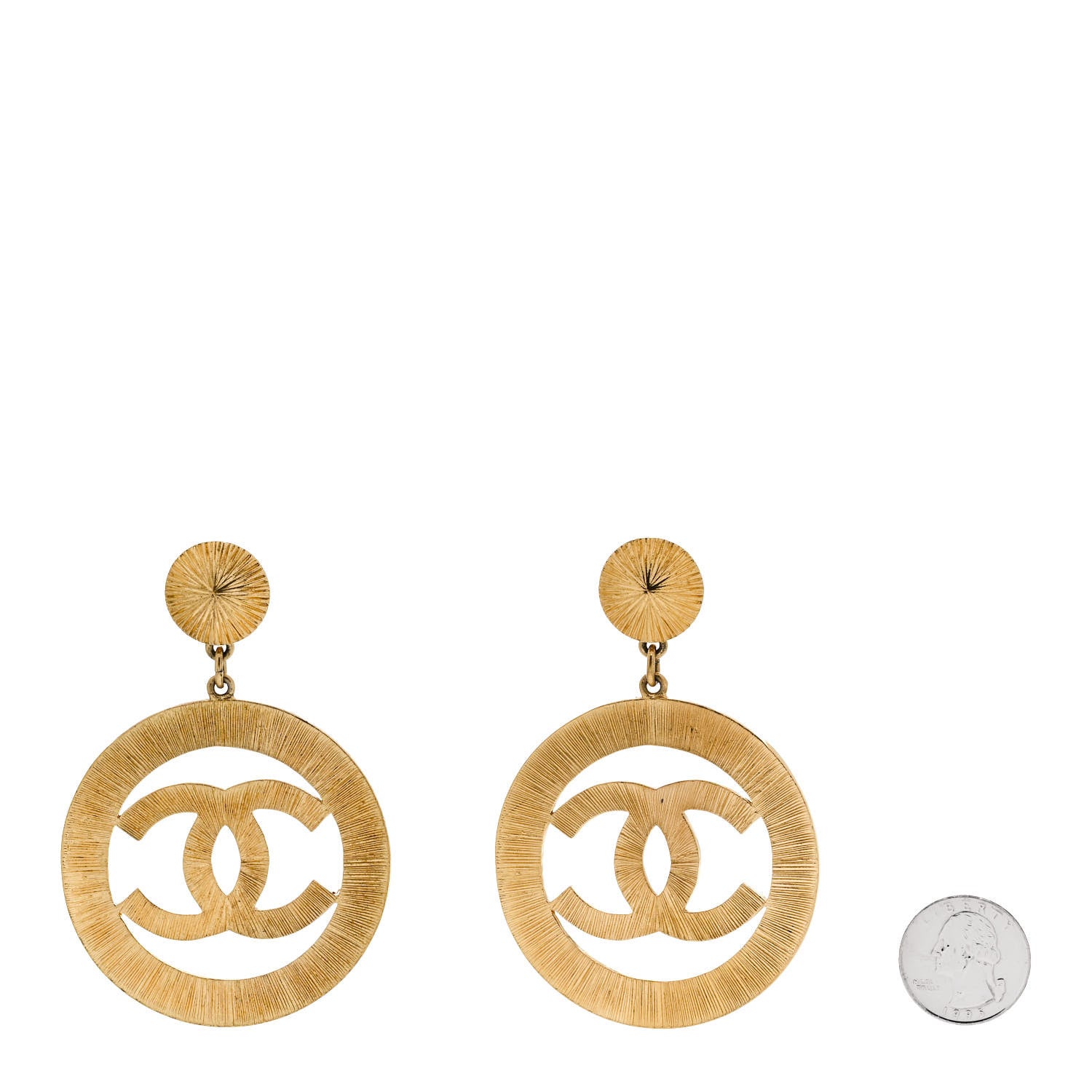 Chanel CC Drop Clip On Earrings Gold 2 of 4