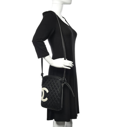 Chanel Calfskin Quilted Medium Cambon Messenger Black White 2 of 12