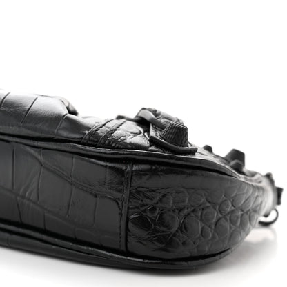 Balenciaga Extra Supple Calfskin Crystal Crocodile Embossed Le Cagole Mini Purse With Chain Black 11 of 12