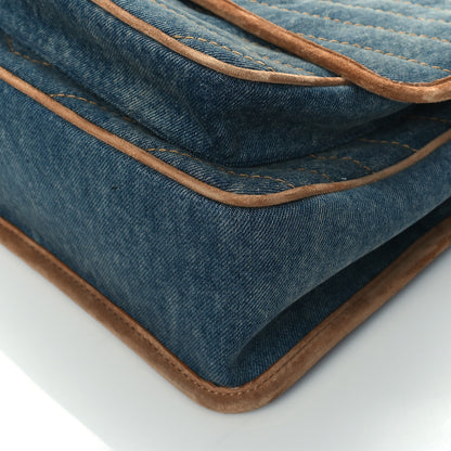 Saint Laurent Denim Suede Monogram Medium Niki Chain Satchel Blue Cinnamon 9 of 9