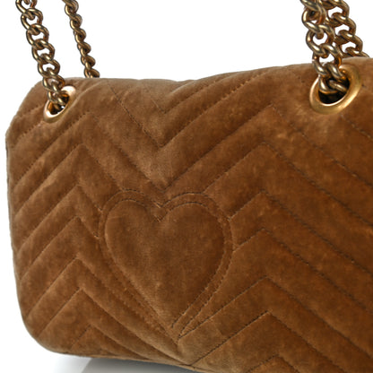 Gucci Velvet Matelasse Small GG Marmont Shoulder Bag Taupe 17 of 17