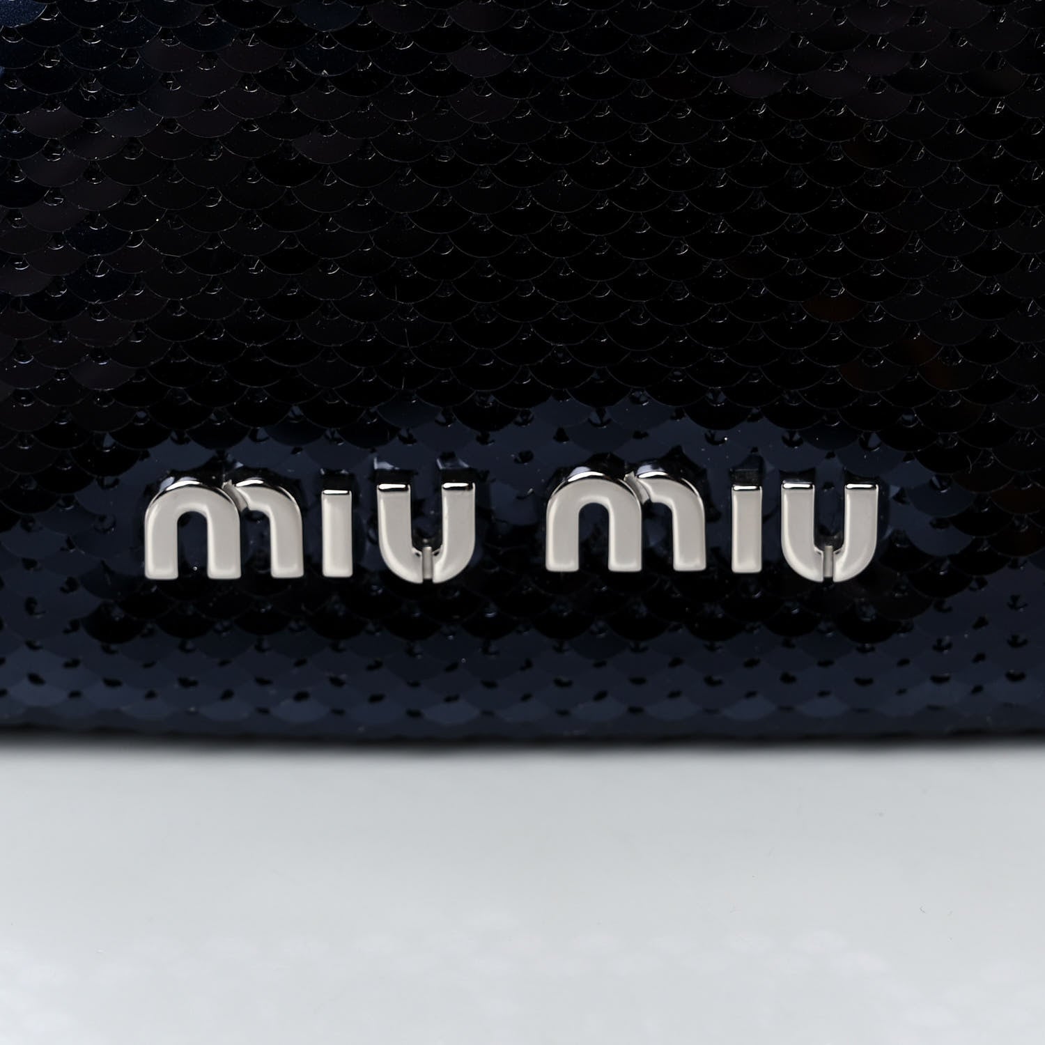 Miu Miu Paillettes Sequin Logo Camera Bag Bleu 9 of 11