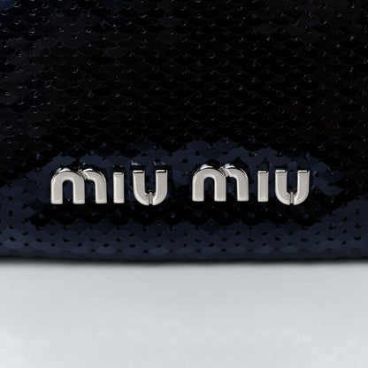 Miu Miu Paillettes Sequin Logo Camera Bag Bleu 9 of 11