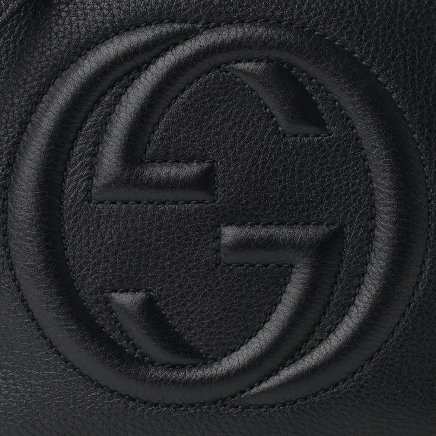 Pebbled Calfskin Small Soho Disco Bag Black